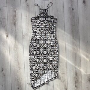 Express Monochrome Asymmetrical Dress